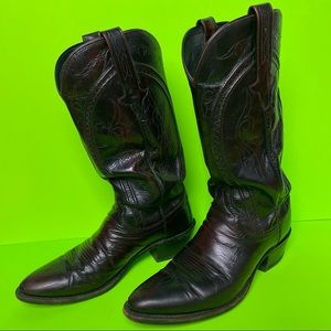 Vintage Dan post cowboy boots black/red cherry leather perfectly worn